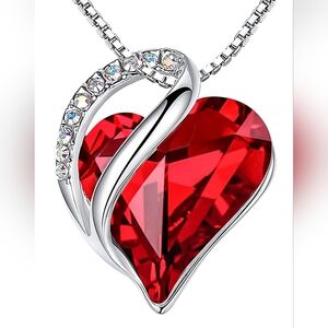 Leafael’s Infinity Love Heart Ruby Pendant Necklace In Box